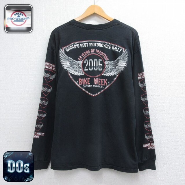 00s 長袖Tシャツ バイクウィーク ブラック メンズXL相当 | 古着