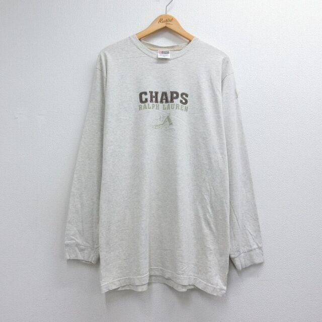 ラルフローレン 90s 長袖Tシャツ ビッグロゴ グレー メンズXL相当 | 古着