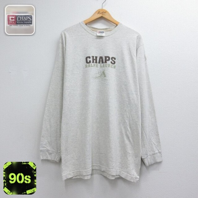 ラルフローレン 90s 長袖Tシャツ ビッグロゴ グレー メンズXL相当 | 古着
