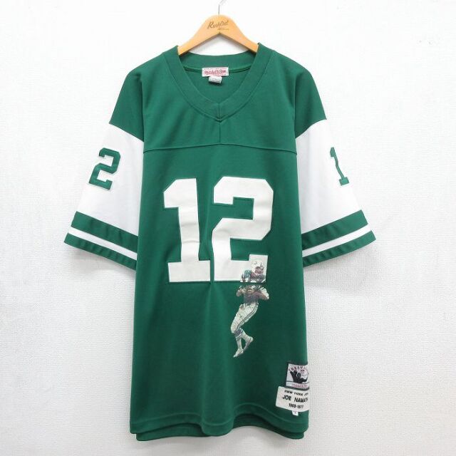 NFL ニューヨークジェッツ 半袖フットボールTシャツ ジョーネイマス グリーン メンズXL相当 | 古着