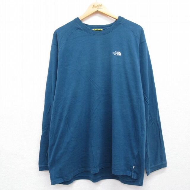 ノースフェイス 長袖Tシャツ ワンポイントロゴ ブルー メンズXL相当 | 古着