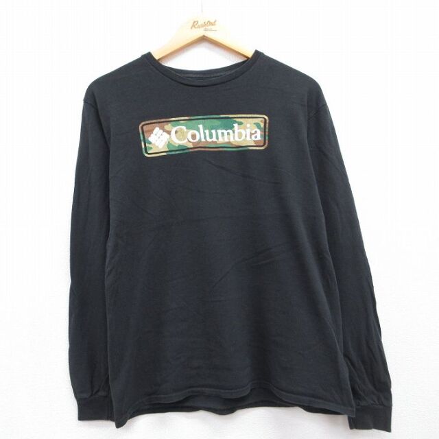 コロンビア 長袖Tシャツ ビッグロゴ ブラック メンズM相当 | 古着