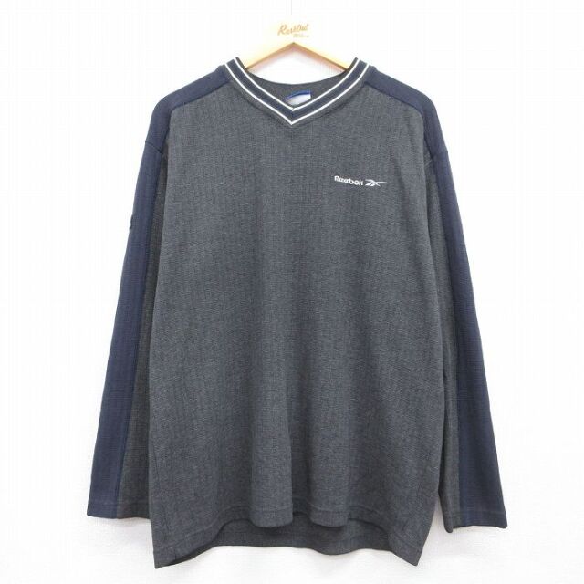 リーボック 長袖Tシャツ ワンポイントロゴ グレー メンズXL相当 | 古着