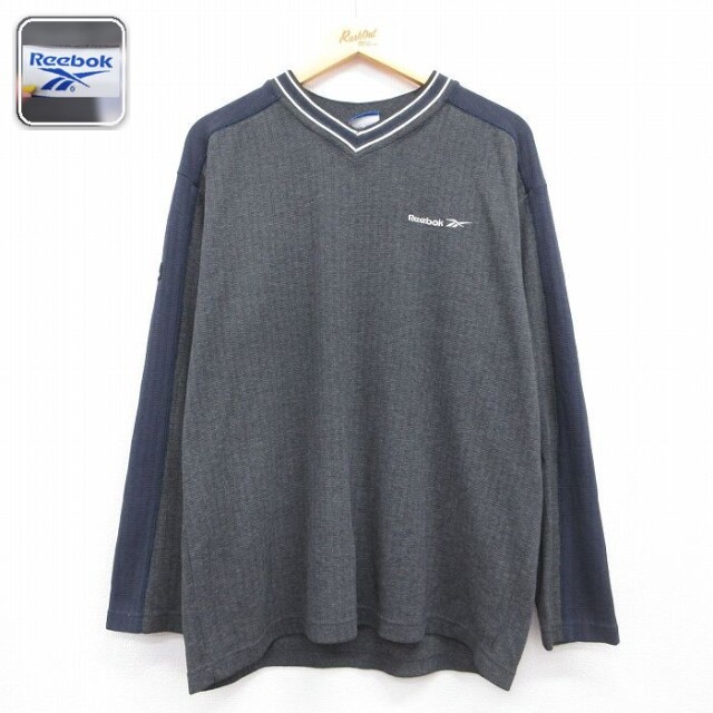 リーボック 長袖Tシャツ ワンポイントロゴ グレー メンズXL相当 | 古着