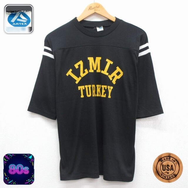 ARTEX 80s 半袖Tシャツ IZMIR ブラック メンズM相当 | 古着