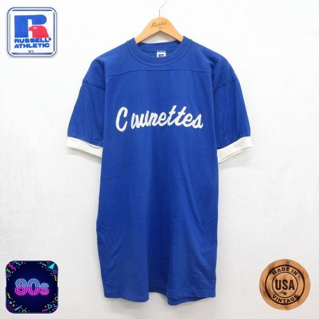 ラッセル 80s 半袖Tシャツ フットボール ブルー メンズL相当 | 古着