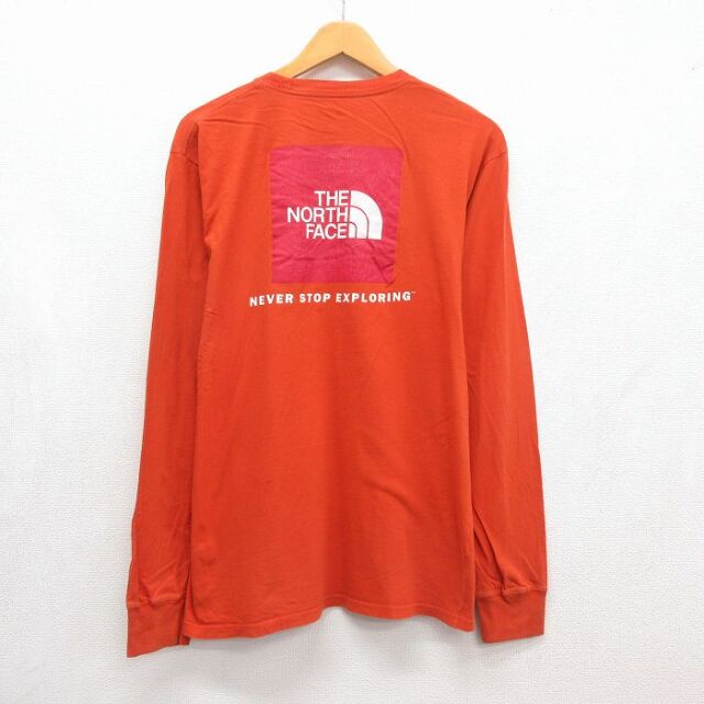 ノースフェイス 長袖Tシャツ ビッグロゴ オレンジ メンズL相当 | 古着