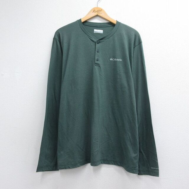 コロンビア 長袖Tシャツ ワンポイントロゴ グリーン メンズXL相当 | 古着