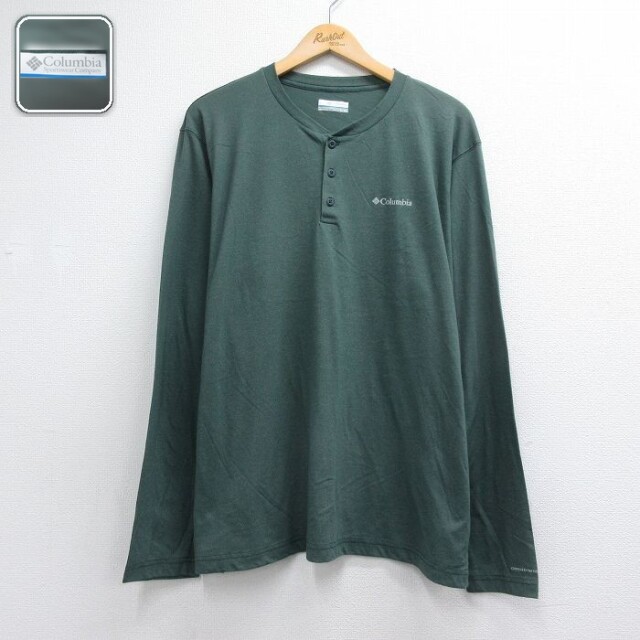 コロンビア 長袖Tシャツ ワンポイントロゴ グリーン メンズXL相当 | 古着