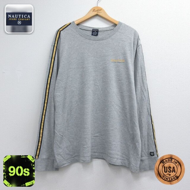 ノーティカ 90s 長袖Tシャツ ワンポイントロゴ グレー メンズXL相当 | 古着