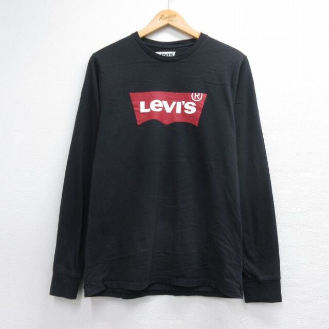 リーバイス 長袖Tシャツ ビッグロゴ ブラック メンズM相当 | 古着
