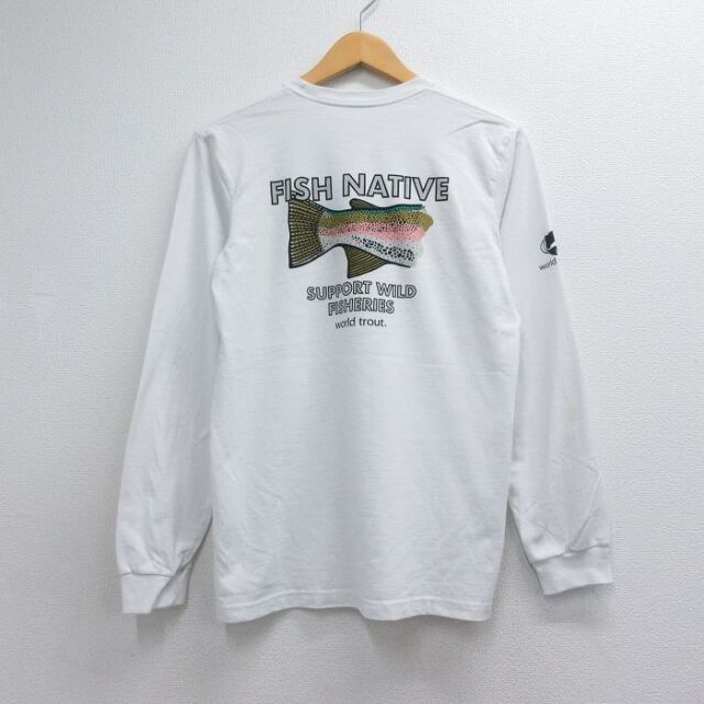 パタゴニア 長袖Tシャツ 魚 ホワイト メンズS相当 | 古着