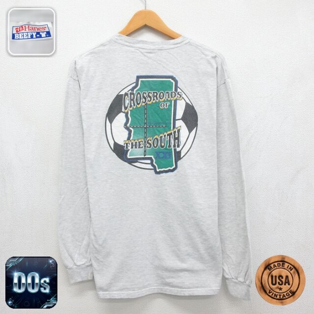 ヘインズ 00s 長袖Tシャツ サッカー グレー メンズL相当 | 古着