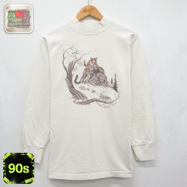 フルーツオブザルーム 90s 長袖Tシャツ トラ ベージュ メンズS相当 | 古着