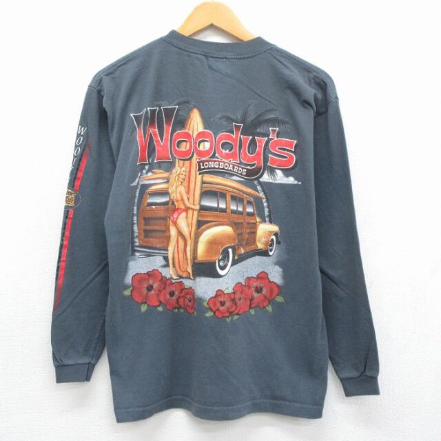 90s 長袖Tシャツ ウッディワゴン グレー メンズL相当 | 古着