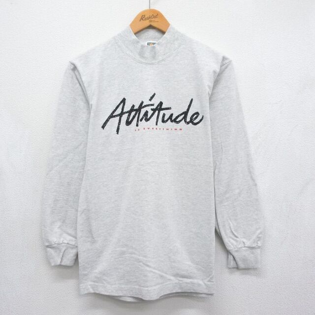90s 長袖Tシャツ Attitude グレー メンズS相当 | 古着