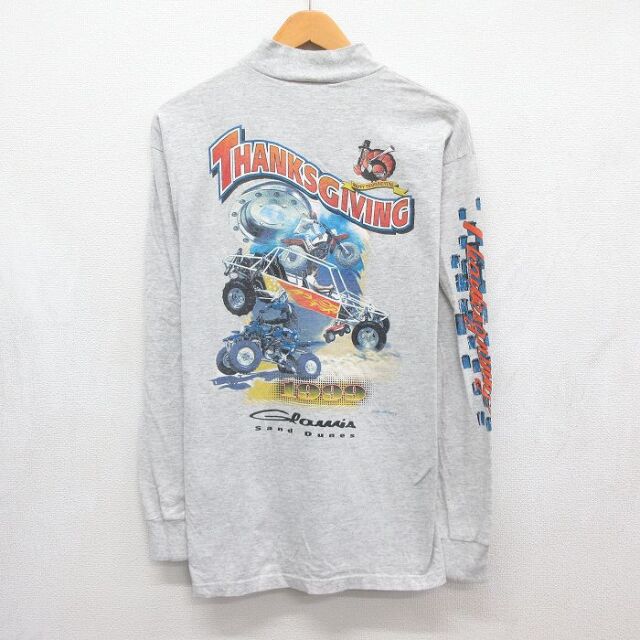 90s 長袖Tシャツ モックネック グレー メンズL相当 | 古着