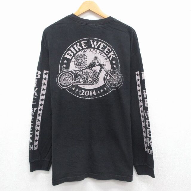 バイク 長袖Tシャツ ブラック メンズXL相当 | 古着