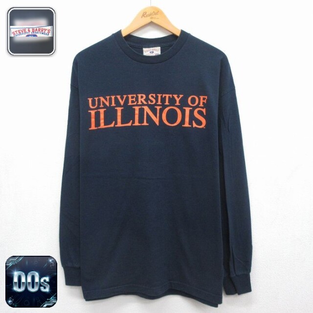00s 長袖Tシャツ イリノイカレッジ ネイビー メンズXL相当 | 古着