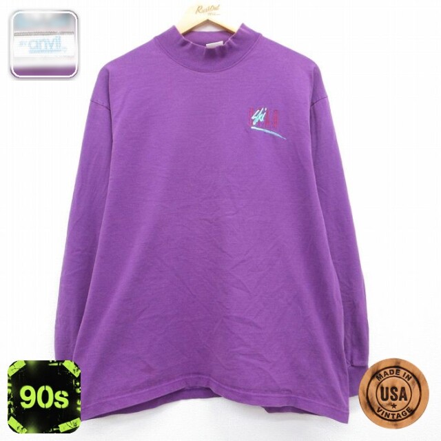 90s 長袖Tシャツ UTAH ski パープル メンズXL相当 | 古着