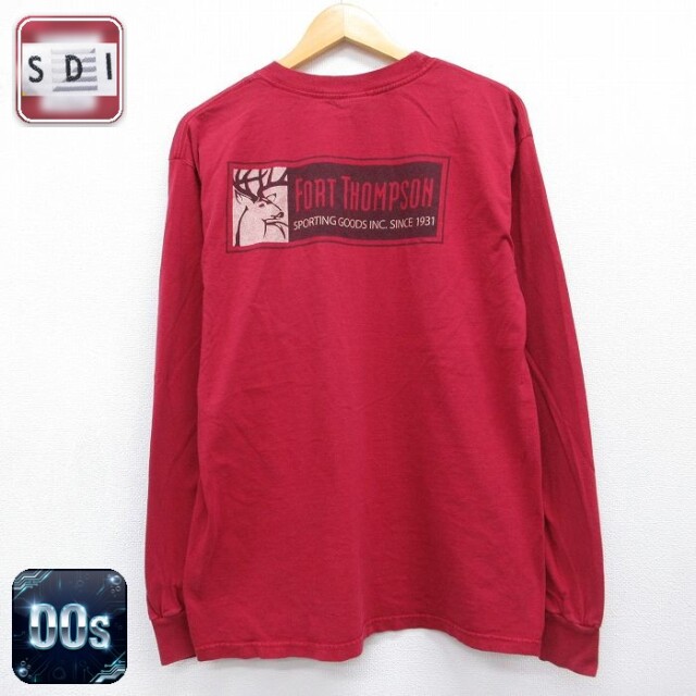 00s 長袖Tシャツ FORT THOMPSONシカ レッド メンズL相当 | 古着