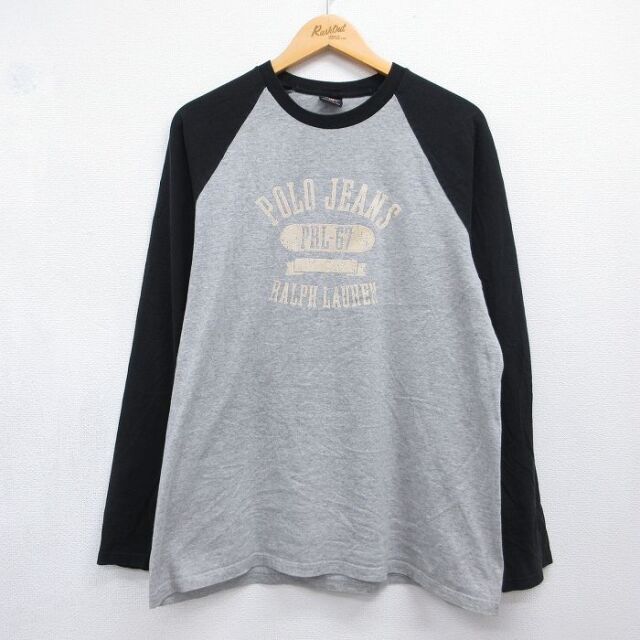 ラルフローレン 長袖Tシャツ ビッグロゴ グレー メンズXL相当 | 古着