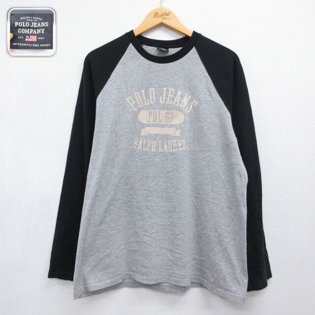 ラルフローレン 長袖Tシャツ ビッグロゴ グレー メンズXL相当 | 古着