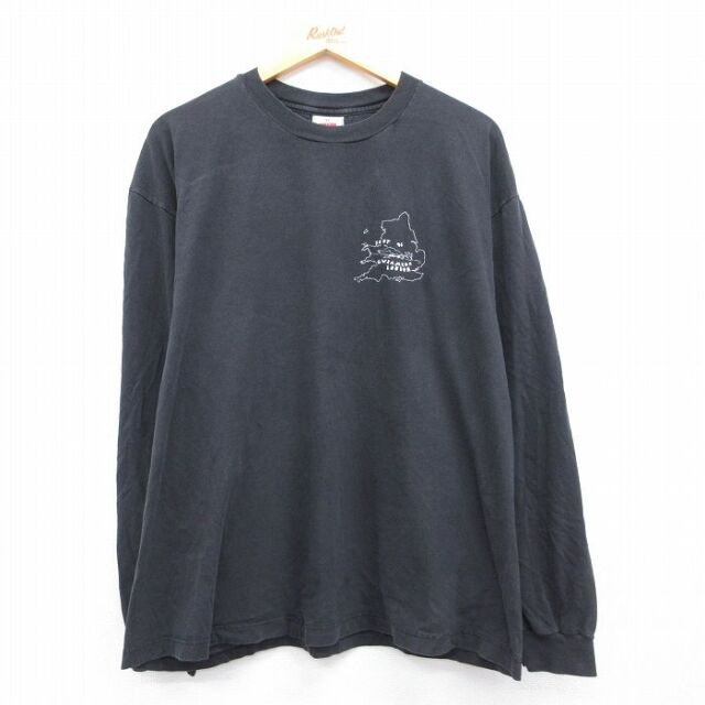 ヘインズ 00s 長袖Tシャツ SWIMMINGロンドン ブラック メンズXL相当 | 古着