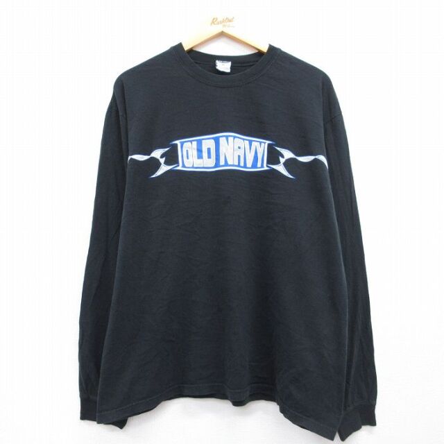 オールドネイビー 00s 長袖Tシャツ ビッグロゴ ブラック メンズXL相当 | 古着