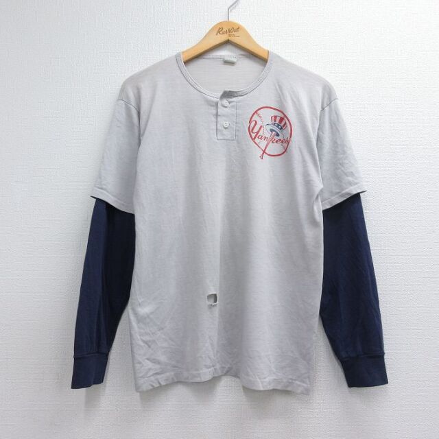 ARTEX 80s 長袖Tシャツ ニューヨークヤンキース グレー メンズM相当 | 古着