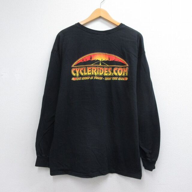 ヘインズ 00s 長袖Tシャツ CYCLERIDES ブラック メンズXL相当 | 古着