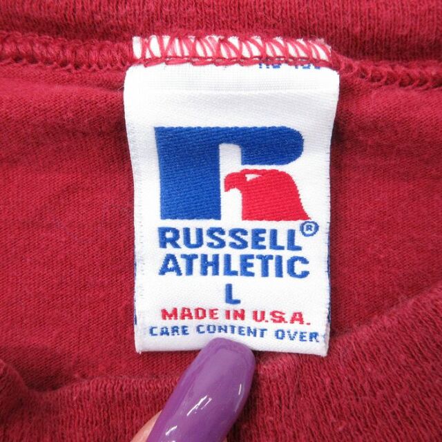古着通販 L☆古着 ラッセル 長袖 ビンテージ Tシャツ メンズ 90年代