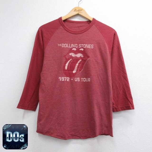 00s 7分袖ロックTシャツ ローリングストーンズラグラン バーガンディ メンズM相当 | 古着