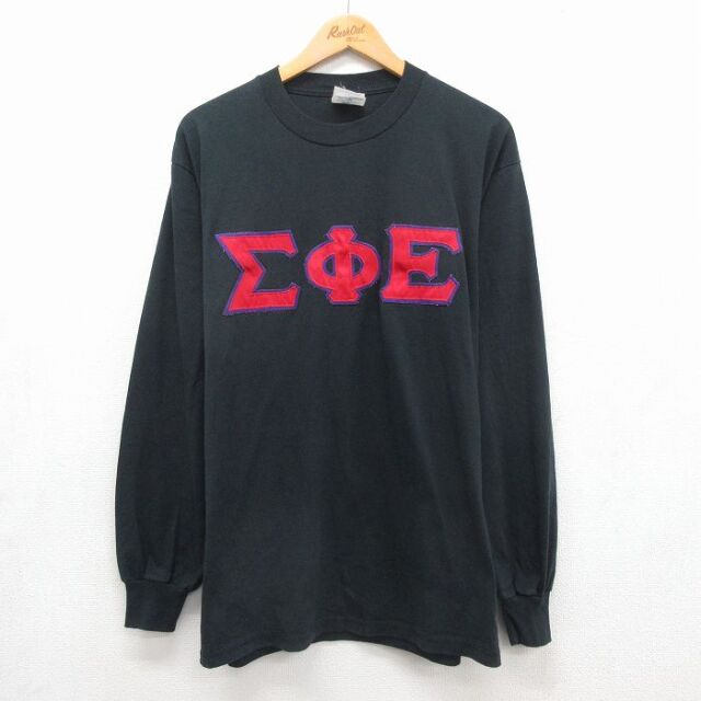 ジャージーズ 90s 長袖Tシャツ ギリシャ文字 ブラック メンズXL相当 | 古着