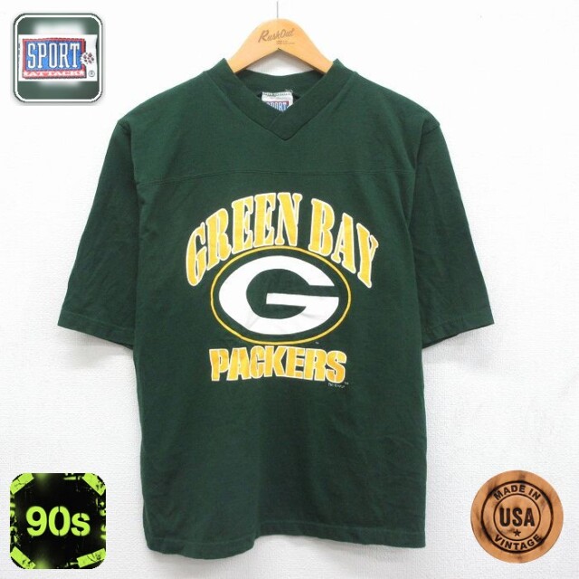 90s 半袖Tシャツ グリーンベイパッカーズ グリーン メンズM相当 | 古着