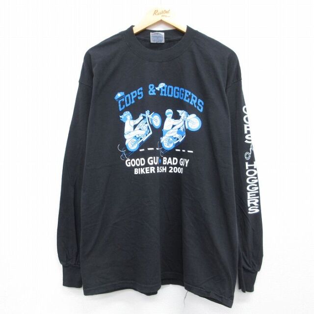 00s 長袖Tシャツ ポリス ブラック メンズXL相当 | 古着