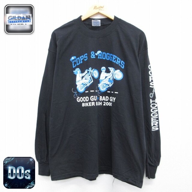 00s 長袖Tシャツ ポリス ブラック メンズXL相当 | 古着
