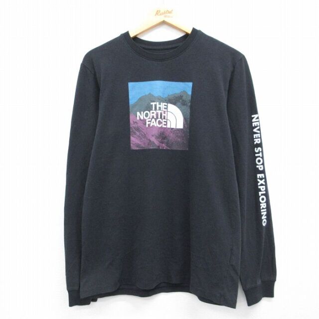 ノースフェイス 長袖Tシャツ ビッグロゴ ブラック メンズM相当 | 古着