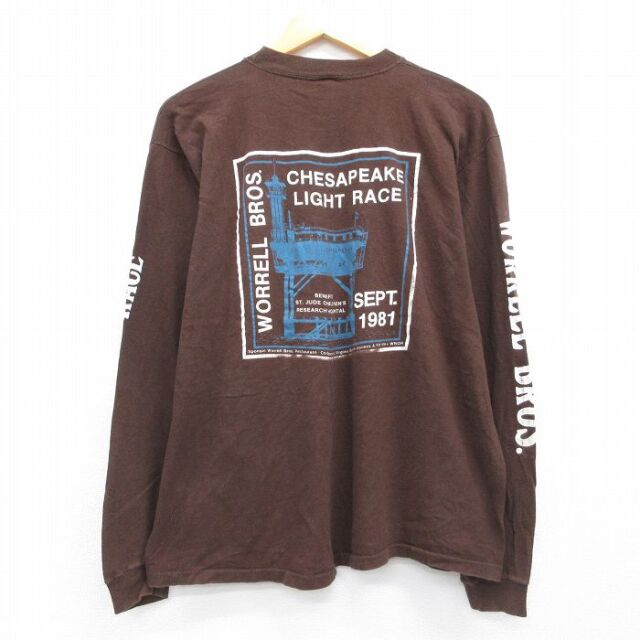 80s 長袖Tシャツ WORRELL ブラウン メンズL相当 | 古着