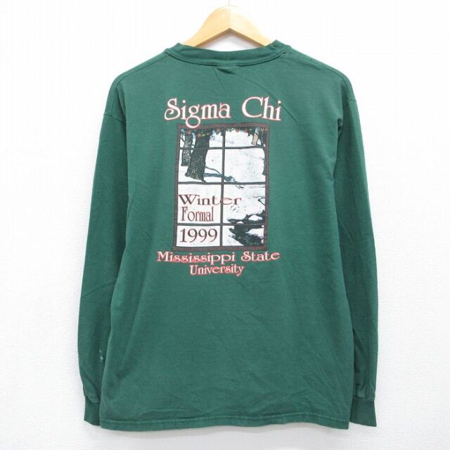 ヘインズ 90s 長袖Tシャツ シグマ グリーン メンズL相当 | 古着