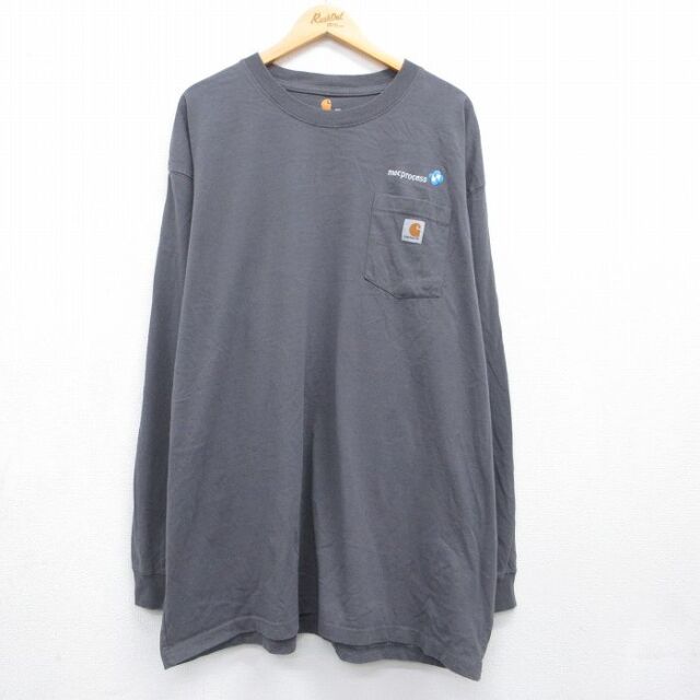 カーハート 長袖Tシャツ 胸ポケット付き グレー メンズXL相当 | 古着