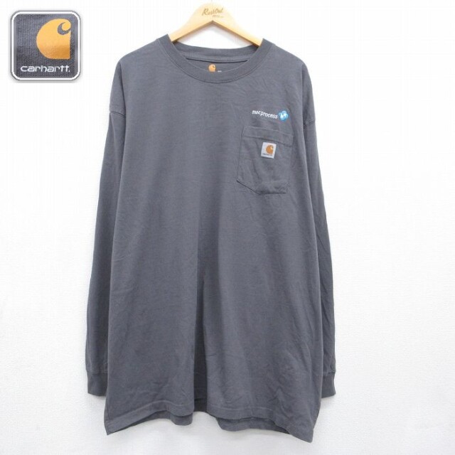 カーハート 長袖Tシャツ 胸ポケット付き グレー メンズXL相当 | 古着