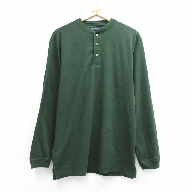 ピューリタン 00s 長袖Tシャツ ヘンリーネック グリーン メンズL相当 | 古着
