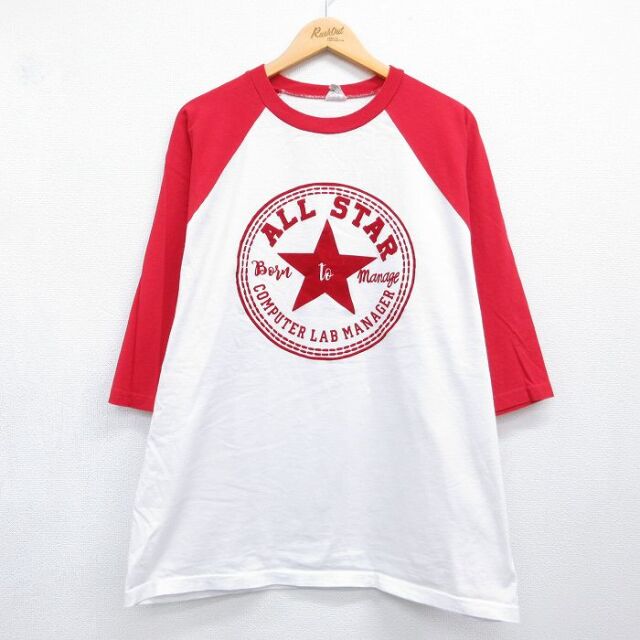 プロクラブ 7分袖Tシャツ ALL STAR ラグラン レッド メンズL相当 | 古着