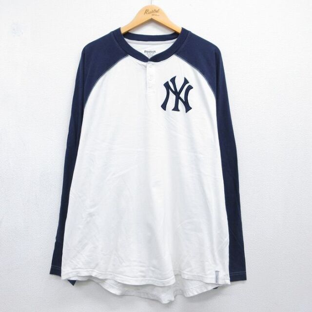 リーボック 長袖Tシャツ MLBニューヨークヤンキース ホワイト メンズXL相当 | 古着