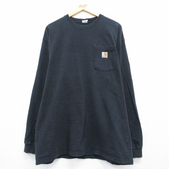 カーハート 長袖Tシャツ 胸ポケット付き ブラック メンズXL相当 | 古着