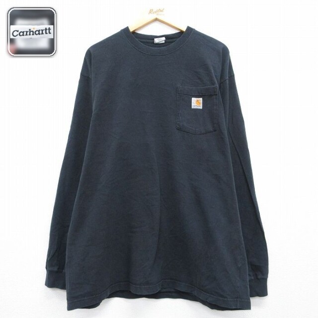 カーハート 長袖Tシャツ 胸ポケット付き ブラック メンズXL相当 | 古着