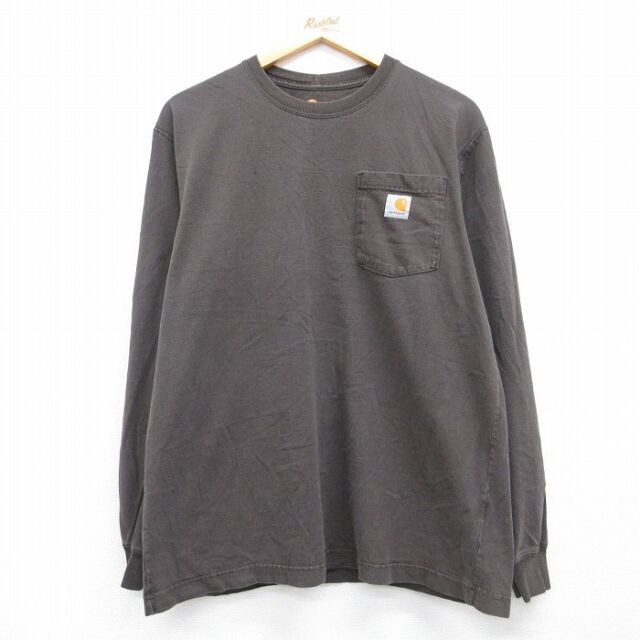 カーハート 長袖Tシャツ 胸ポケット付き ブラウン メンズL相当 | 古着