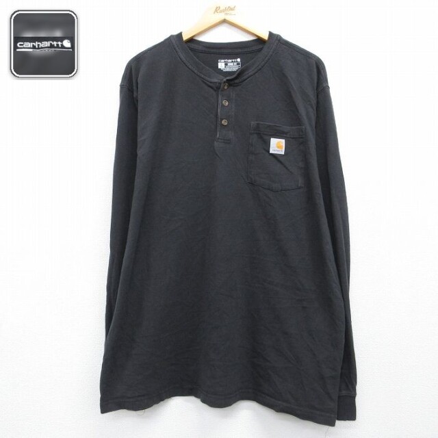 カーハート 長袖Tシャツ 胸ポケット付き ブラック メンズXL相当 | 古着