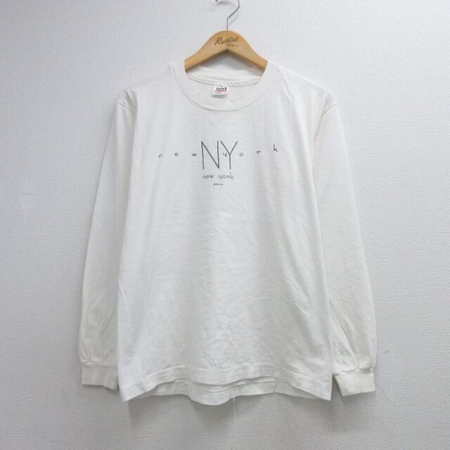 90s 長袖Tシャツ ニューヨーク ホワイト メンズM相当 | 古着